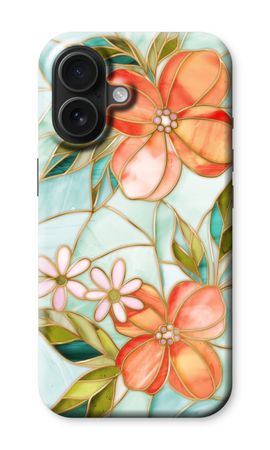 Orange stained glass flower