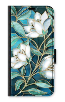 Blue stained glass flowers