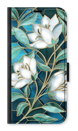 Blue stained glass flowers
