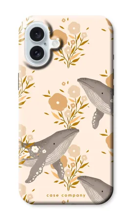 Floral Whales, iPhone 16 Plus hårt skal