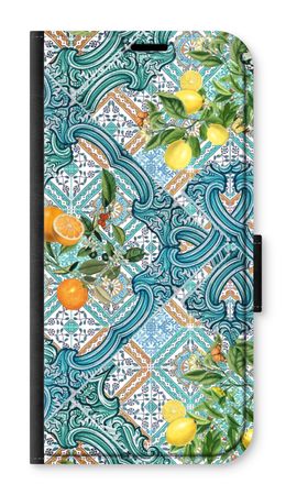 Blue tiles, lemons and oranges