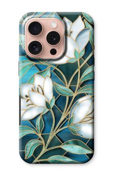 Blauwe glas-in-lood bloemen