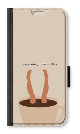 Aggressively drinks coffee