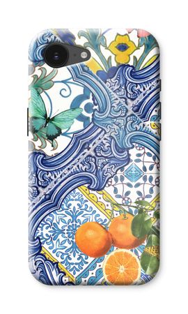 Blue tiles and oranges