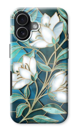 Fleurs en vitrail bleu