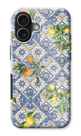 Blue tiles, lemons and oranges - small