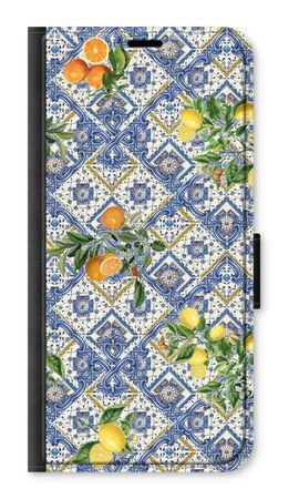Blue tiles, lemons and oranges - small
