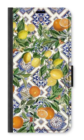 Blue tiles, lemons and oranges