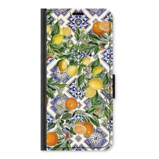 Carreaux bleus, citrons et oranges