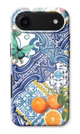 Blue tiles and oranges