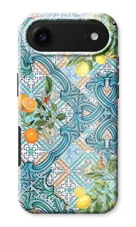 Blue tiles, lemons and oranges