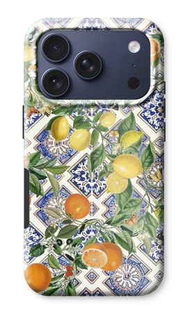 Blue tiles, lemons and oranges