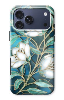 Blaue Glasmalerei Blumen