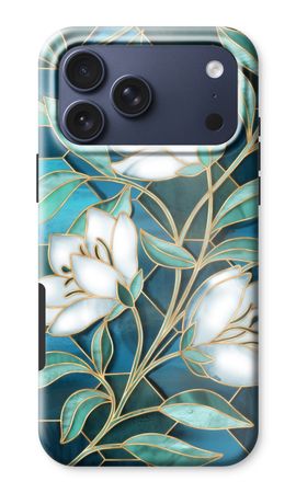 Blue stained glass flowers