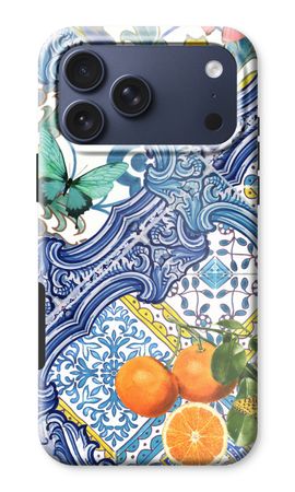 Blue tiles and oranges