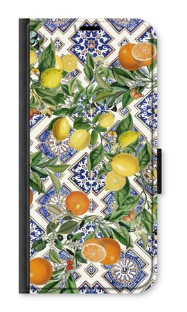 Blue tiles, lemons and oranges