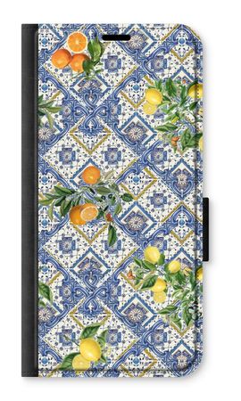 Blue tiles, lemons and oranges - small