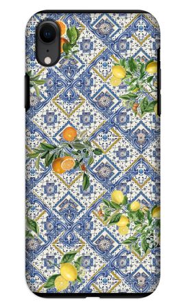 Blue tiles, lemons and oranges - small