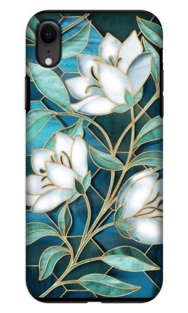 Blue stained glass flowers
