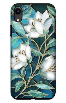 Blue stained glass flowers