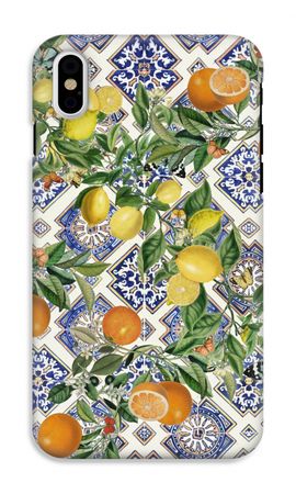 Blue tiles, lemons and oranges
