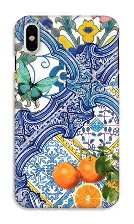 Blue tiles and oranges