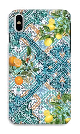 Blue tiles, lemons and oranges