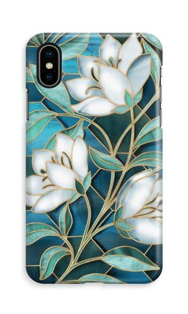 Blauwe glas-in-lood bloemen