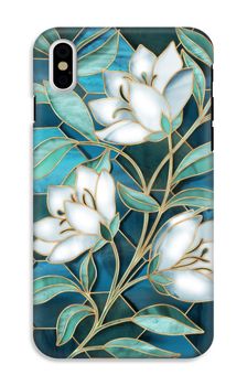 Blue stained glass flowers