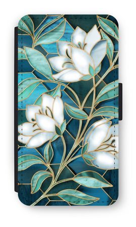 Blue stained glass flowers