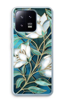 Blue stained glass flowers