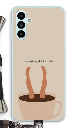 Aggressively drinks coffee