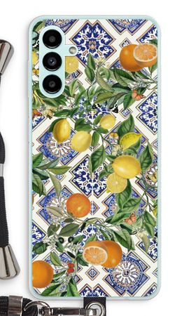 Blue tiles, lemons and oranges