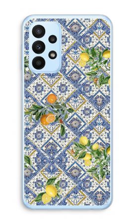 Blue tiles, lemons and oranges - small
