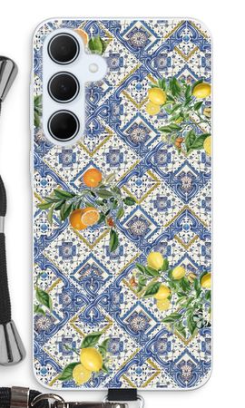 Blue tiles, lemons and oranges - small