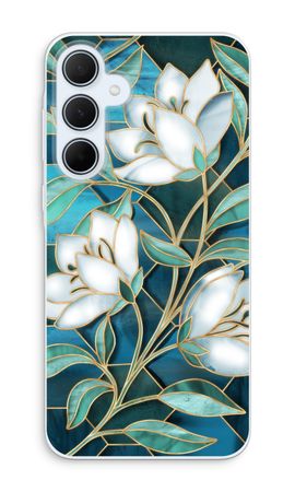 Blue stained glass flowers