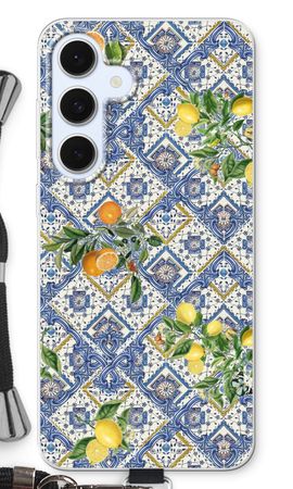 Blue tiles, lemons and oranges - small