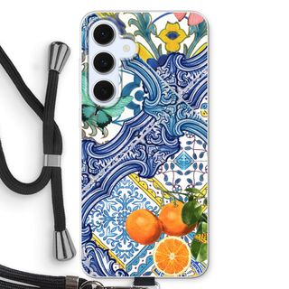 Blue tiles and oranges