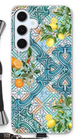 Blue tiles, lemons and oranges