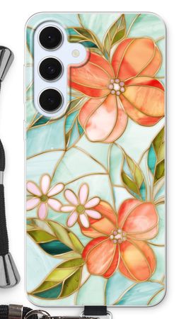 Orange stained glass flower