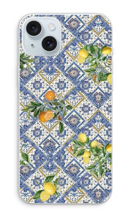 Blue tiles, lemons and oranges - small