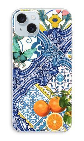 Blue tiles and oranges