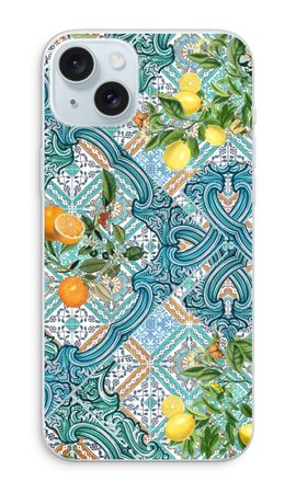 Blue tiles, lemons and oranges