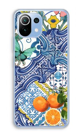 Blue tiles and oranges