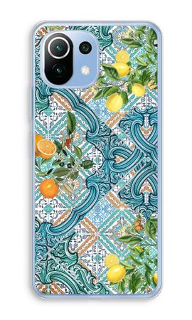 Blue tiles, lemons and oranges