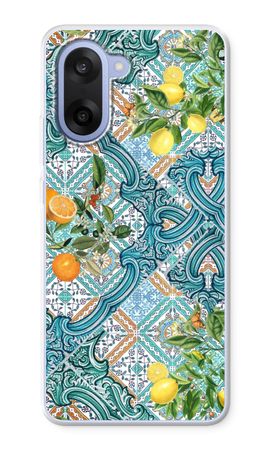 Blue tiles, lemons and oranges