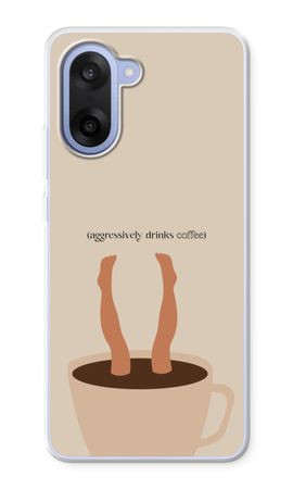 Aggressively drinks coffee