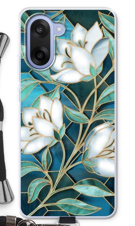 Blue stained glass flowers