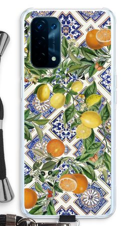 Blue tiles, lemons and oranges