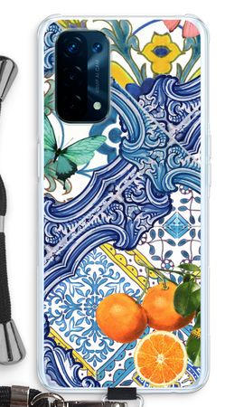 Blue tiles and oranges